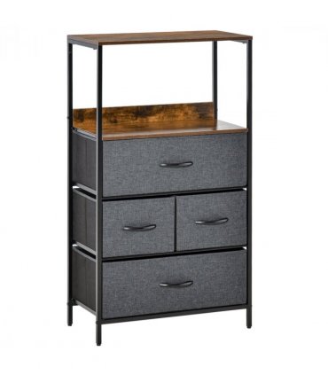 4 Drawer Storage Chest Unit Home w/ Shelves Home Living Room Bedroom Black