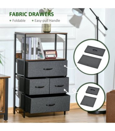 4 Drawer Storage Chest Unit Home w/ Shelves Home Living Room Bedroom Black