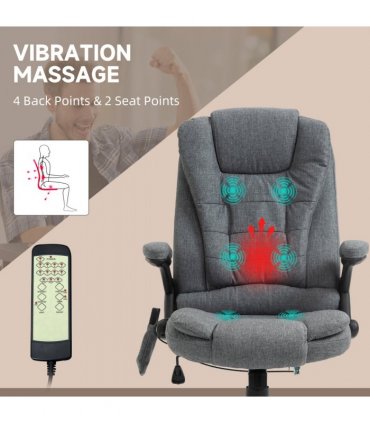 Executive Reclining Chair w/ Heating Massage Points Relaxing Headrest Grey