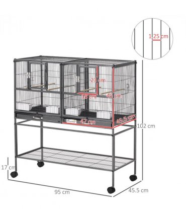 Large Bird Cage for Finch Canaries Parakeets Cockatiels W/ Food and Water Bowls