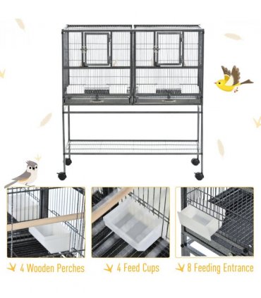 Large Bird Cage for Finch Canaries Parakeets Cockatiels W/ Food and Water Bowls