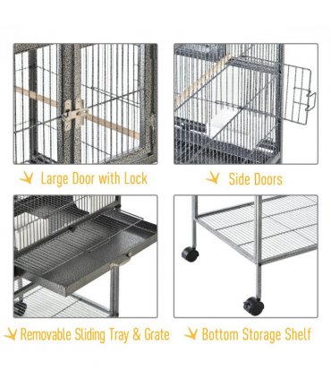 Large Bird Cage for Finch Canaries Parakeets Cockatiels W/ Food and Water Bowls