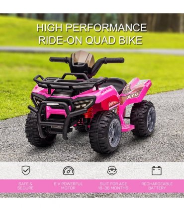 Kids Ride-on Four Wheeler ATV Car Pink Electric 45min Play 45H x 70L x 42Wcm