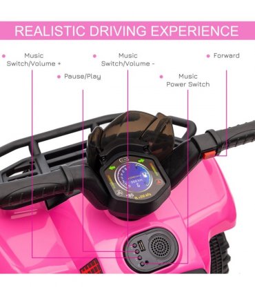 Kids Ride-on Four Wheeler ATV Car Pink Electric 45min Play 45H x 70L x 42Wcm