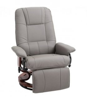 Ergonomic Recliner Sofa Chair PU Leather Armchair Lounger with Footrest, Grey