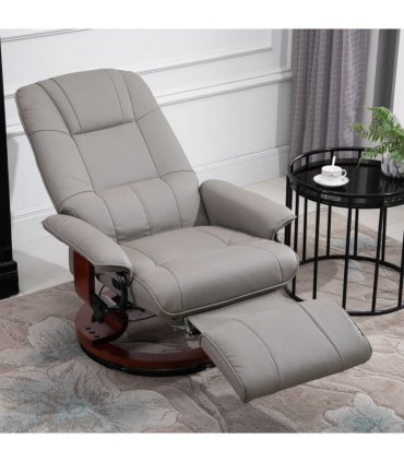 Ergonomic Recliner Sofa Chair PU Leather Armchair Lounger with Footrest, Grey