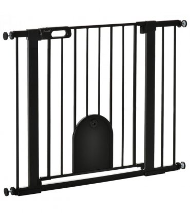 75-103 cm Extra Wide Pet Safety Gate, Stair Pressure Fit, Double Locking, Black