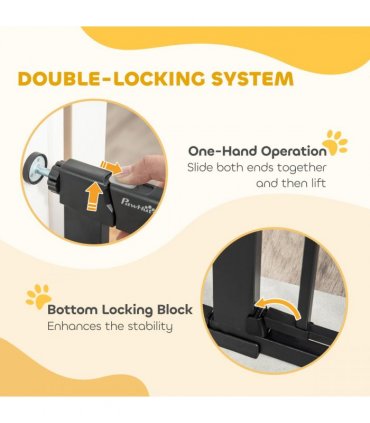 75-103 cm Extra Wide Pet Safety Gate, Stair Pressure Fit, Double Locking, Black