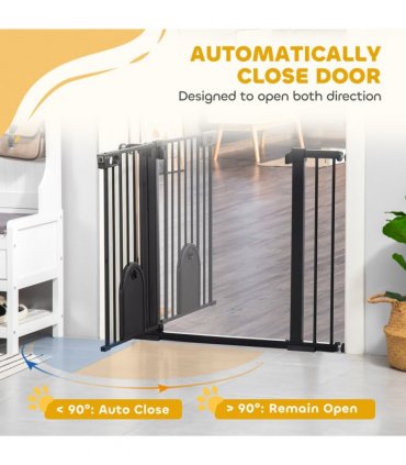 75-103 cm Extra Wide Pet Safety Gate, Stair Pressure Fit, Double Locking, Black