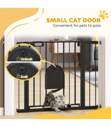 75-103 cm Extra Wide Pet Safety Gate, Stair Pressure Fit, Double Locking, Black