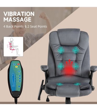 Executive Reclining Chair w/ Heating Massage Points Relaxing Headrest Grey