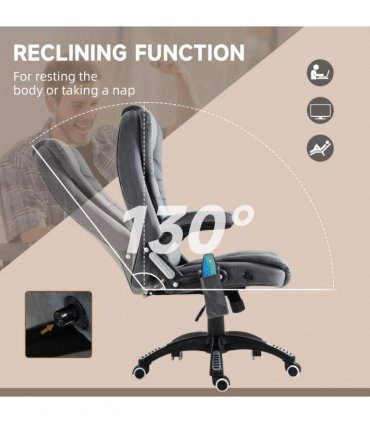Executive Reclining Chair w/ Heating Massage Points Relaxing Headrest Grey