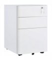 3 Drawer Metal Filing Cabinet Lockable 4 Wheels Compact Under Desk White