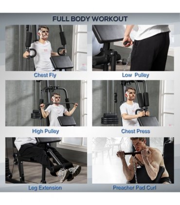 Multifunction Home Gym Machine with 45kg Weight Stack, for Full Body Workout