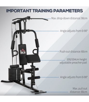 Multifunction Home Gym Machine with 45kg Weight Stack, for Full Body Workout