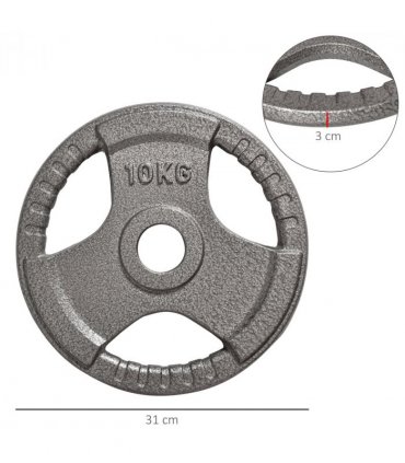Olympic Weight Plates Steel Silver 2" 2 x 10kg Set for Strength Training