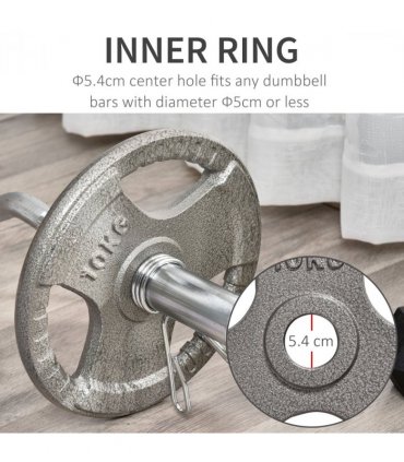 Olympic Weight Plates Steel Silver 2" 2 x 10kg Set for Strength Training