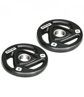 Weight Plates 5kg Black Rubber Coated Steel Tri-Grip Barbell Weights Set