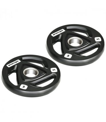 Weight Plates 5kg Black Rubber Coated Steel Tri-Grip Barbell Weights Set