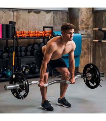 Weight Plates 5kg Black Rubber Coated Steel Tri-Grip Barbell Weights Set