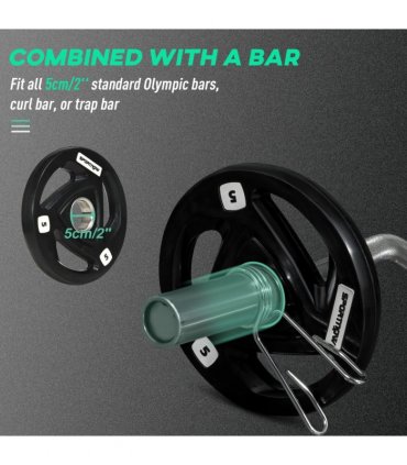 Weight Plates 5kg Black Rubber Coated Steel Tri-Grip Barbell Weights Set