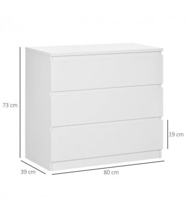 Chest of Drawers 3-Drawer Dresser Storage Organiser for Bedroom, White