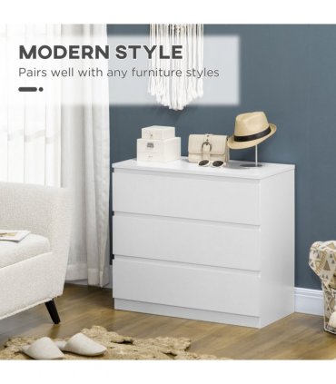 Chest of Drawers 3-Drawer Dresser Storage Organiser for Bedroom, White
