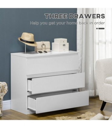 Chest of Drawers 3-Drawer Dresser Storage Organiser for Bedroom, White