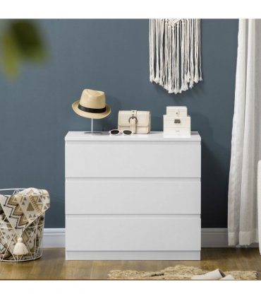 Chest of Drawers 3-Drawer Dresser Storage Organiser for Bedroom, White