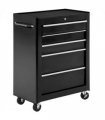 5-Drawer Lockable Steel Tool Storage Cabinet w/ Wheels Handle 2 Keys Black
