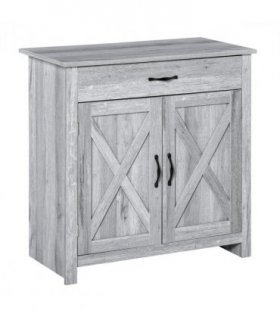 Farmhouse Barn Door Sideboard Buffet Storage Cabinet Coffee Bar Grey Grain