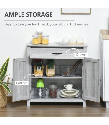 Farmhouse Barn Door Sideboard Buffet Storage Cabinet Coffee Bar Grey Grain