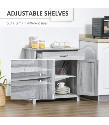 Farmhouse Barn Door Sideboard Buffet Storage Cabinet Coffee Bar Grey Grain