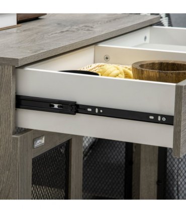 Dog Kennel Furniture Grey Particle Board 75H x 80W x 58Dcm Double-Door Crate