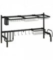 Dish Drying Rack Black 93L x 30W x 52Hcm Space Saving Over The Sink 2 Tier