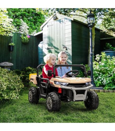 Two-Seater Kids Ride on Truck w/ Electric Bucket, Parental Remote - Yellow