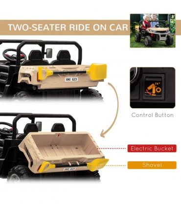Two-Seater Kids Ride on Truck w/ Electric Bucket, Parental Remote - Yellow