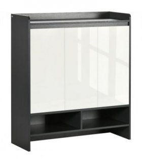 Shoe Cabinet Grey Glossy Matte Combo Open Compartment Adjustable Shelves