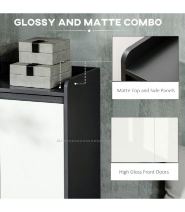 Shoe Cabinet Grey Glossy Matte Combo Open Compartment Adjustable Shelves