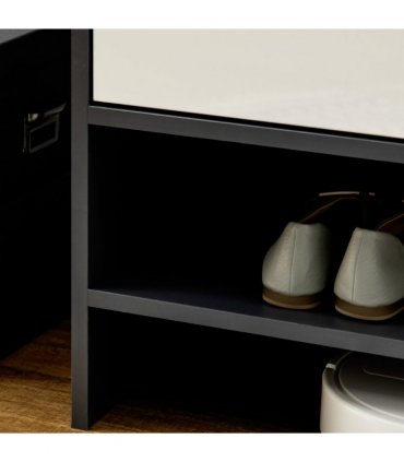 Shoe Cabinet Grey Glossy Matte Combo Open Compartment Adjustable Shelves