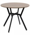 Industrial Dining Table with Round Top Steel Legs for Kitchen Dining Room Brown