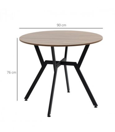 Industrial Dining Table with Round Top Steel Legs for Kitchen Dining Room Brown