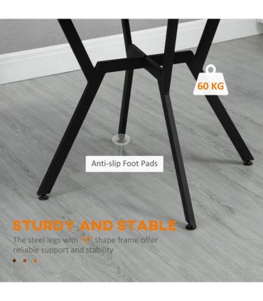 Industrial Dining Table with Round Top Steel Legs for Kitchen Dining Room Brown