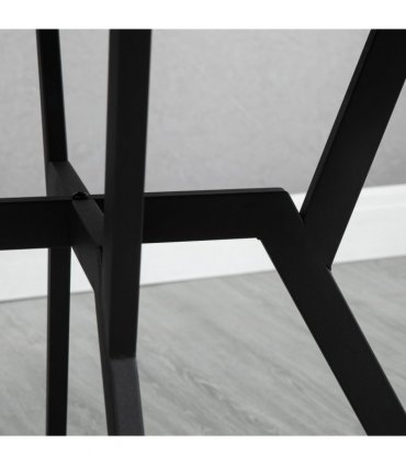 Industrial Dining Table with Round Top Steel Legs for Kitchen Dining Room Brown