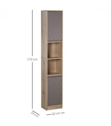 170cm Freestanding Storage Cabinet Slimline Unit w/ 2 Cupboards 2 Compartments