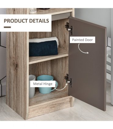 170cm Freestanding Storage Cabinet Slimline Unit w/ 2 Cupboards 2 Compartments
