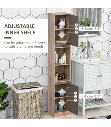 170cm Freestanding Storage Cabinet Slimline Unit w/ 2 Cupboards 2 Compartments