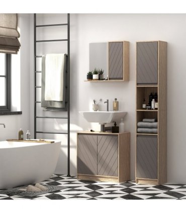 170cm Freestanding Storage Cabinet Slimline Unit w/ 2 Cupboards 2 Compartments