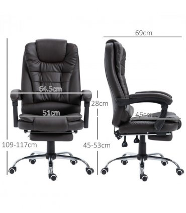Office Chair PU Leather Brown High Back Executive Reclining Computer Chair