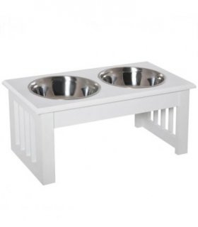 Pet Feeder Raised Elevated Stainless Steel Bowls Stand Food Water White Samll